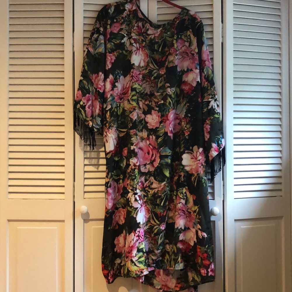 Floral Shift Dress with high fashion fringe